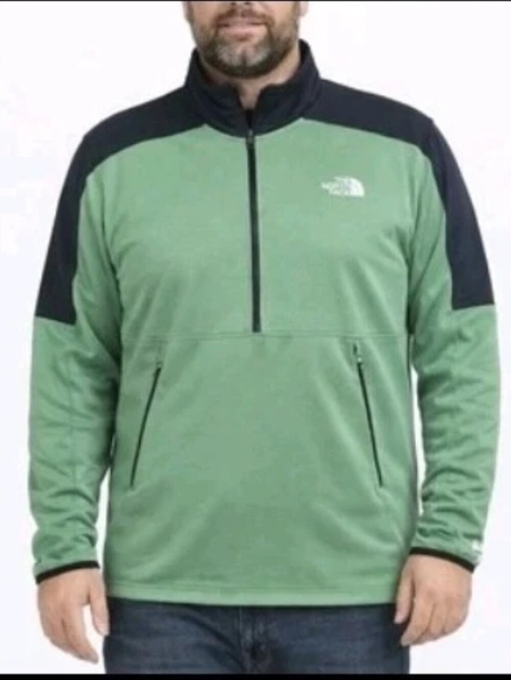 The North Face Fleece Green and Black Half-Zip Performance Pullover
